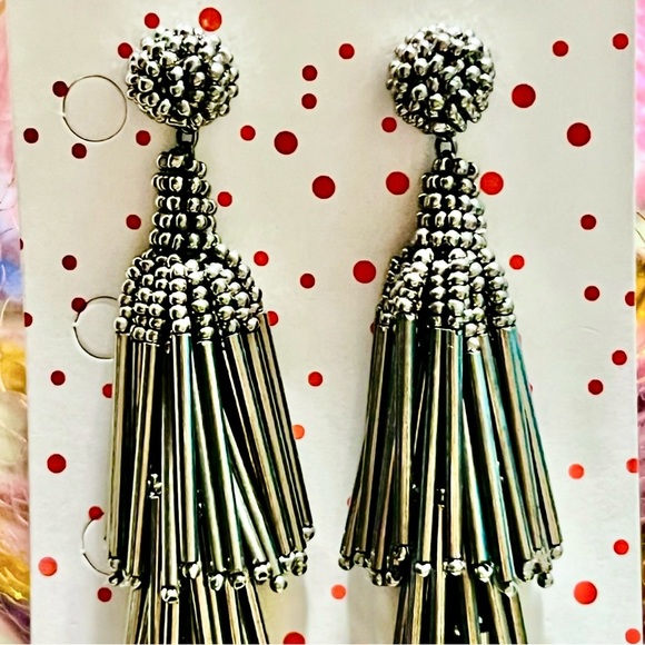 NWT Deepa Gurnani Beaded Chandeliers Gunmetal - Picture 10 of 15